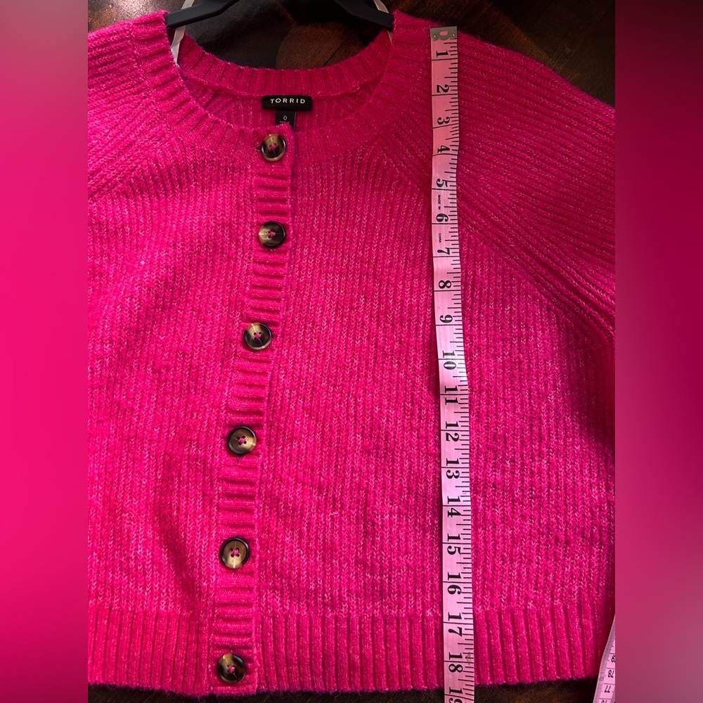 Torrid Vegan Cashmere Cropped Cardigan Sweater Hot Pink - Picture 12 of 13